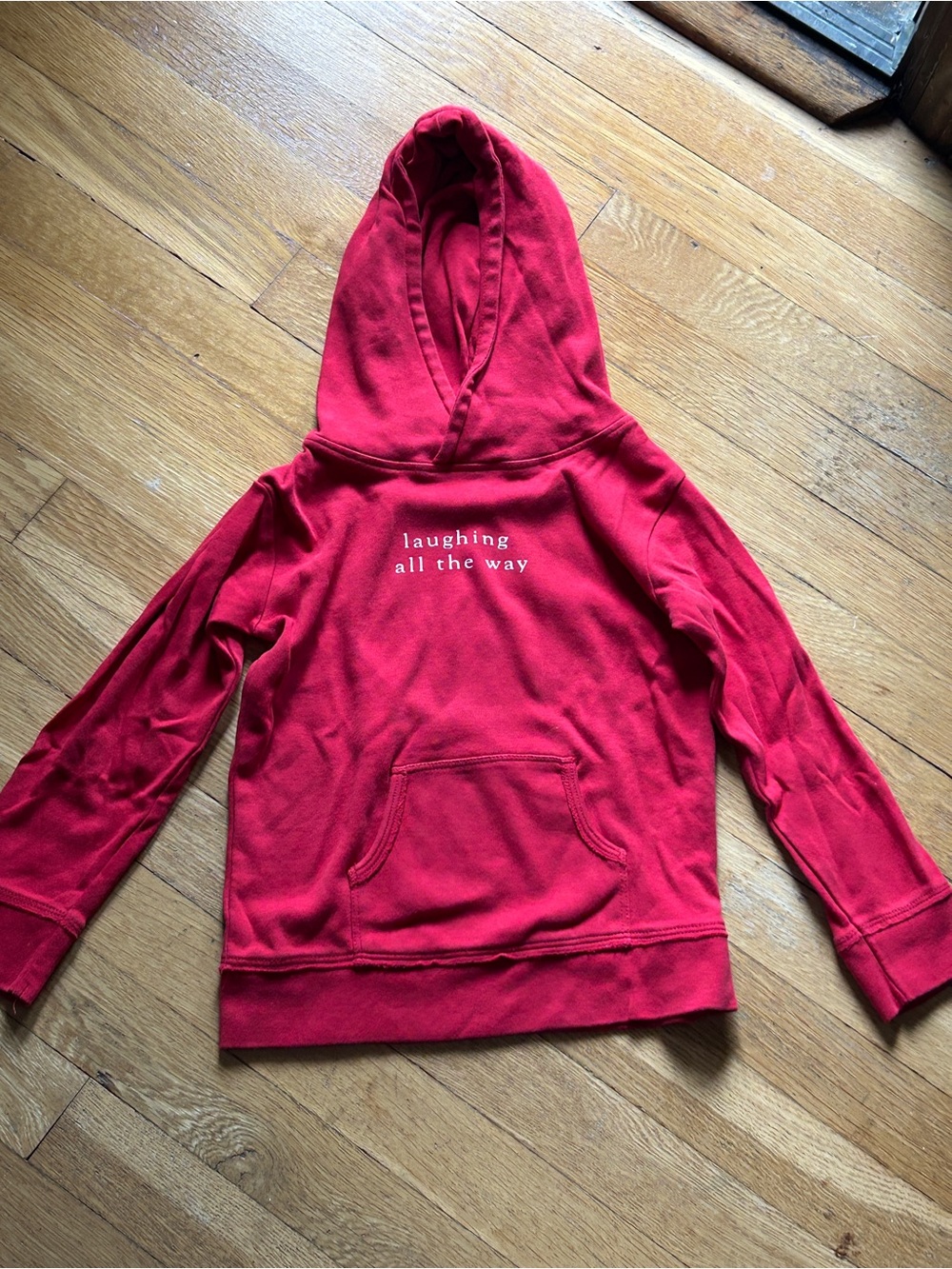 kate quinn Red Holiday Sweatshirt with 'laughing all the way'